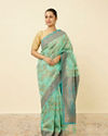 Teal Blue Bel Buti Patterned Saree
